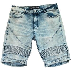 XRAY Lightwash Denim Style Moto Shorts
